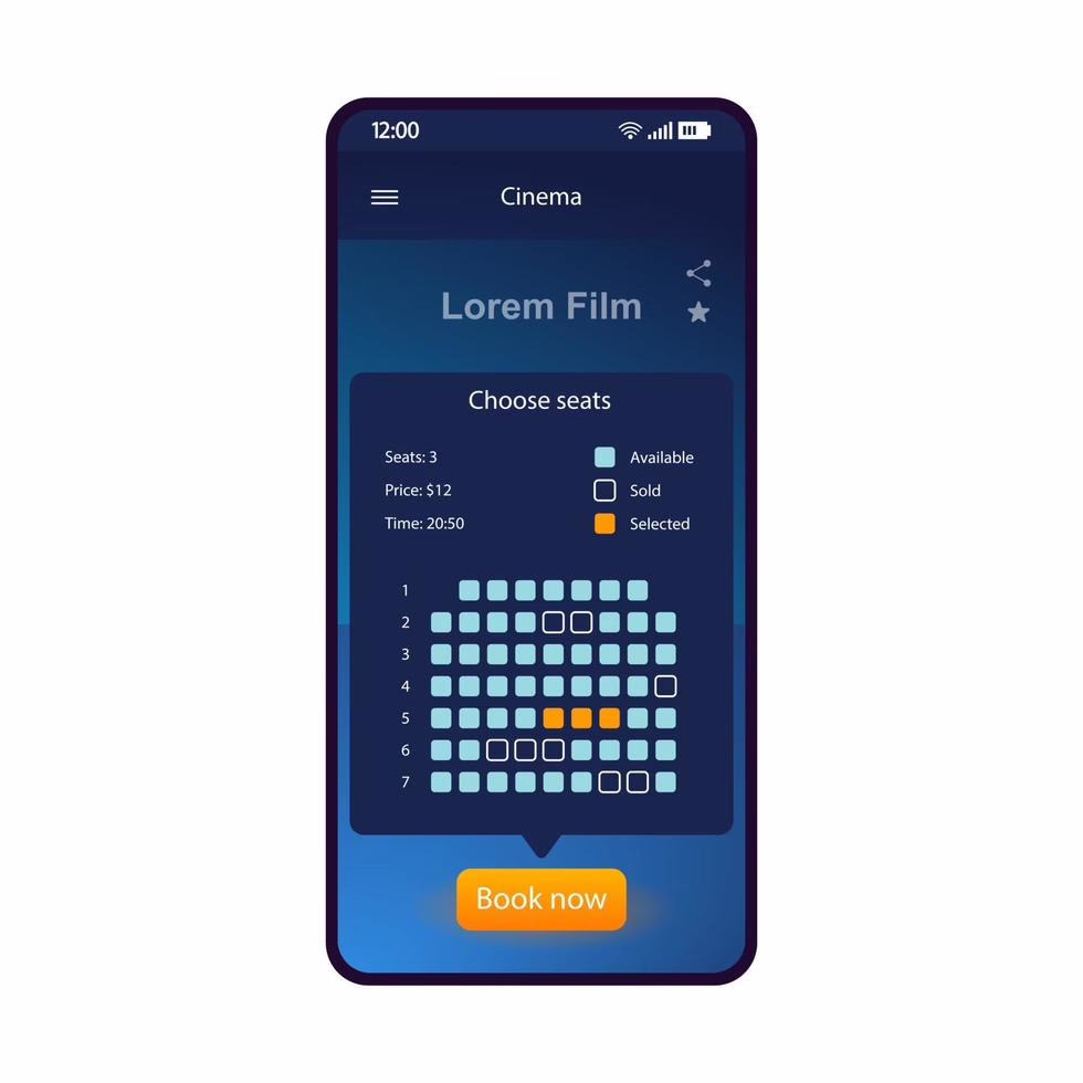 Independent cinema online ticketing interface example