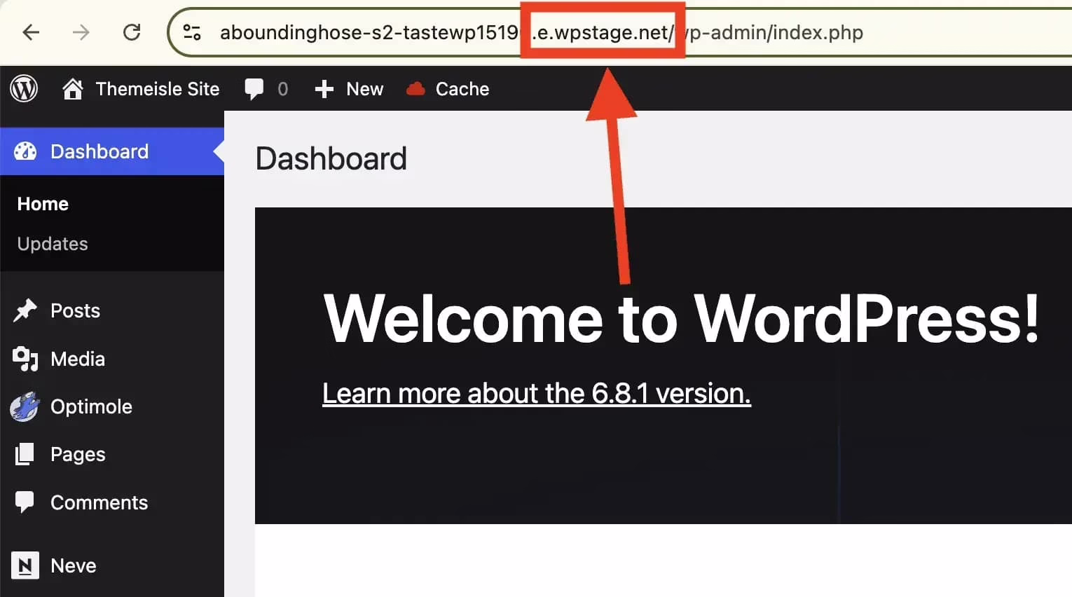 WordPress staging site preview used before a migration cutover