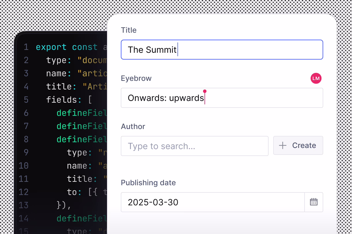 Sanity Studio schema and document editor interface