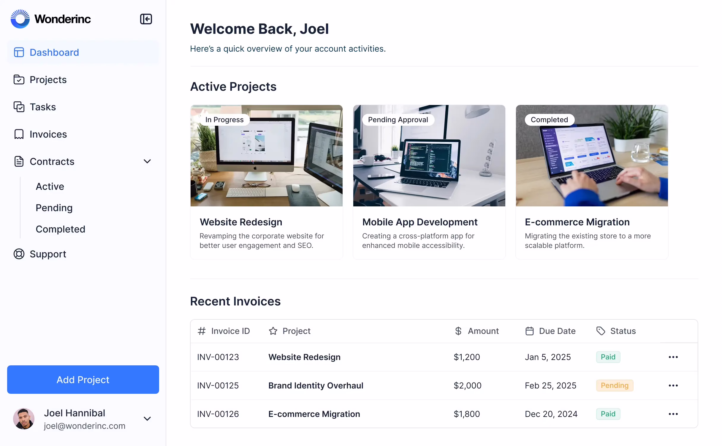 White label client portal dashboard showing files tasks and status