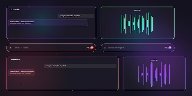 Voice assistant listening state UI showing a waveform indicator