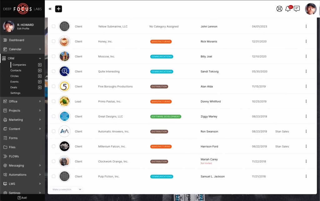 SuiteDash client portal software interface screenshot