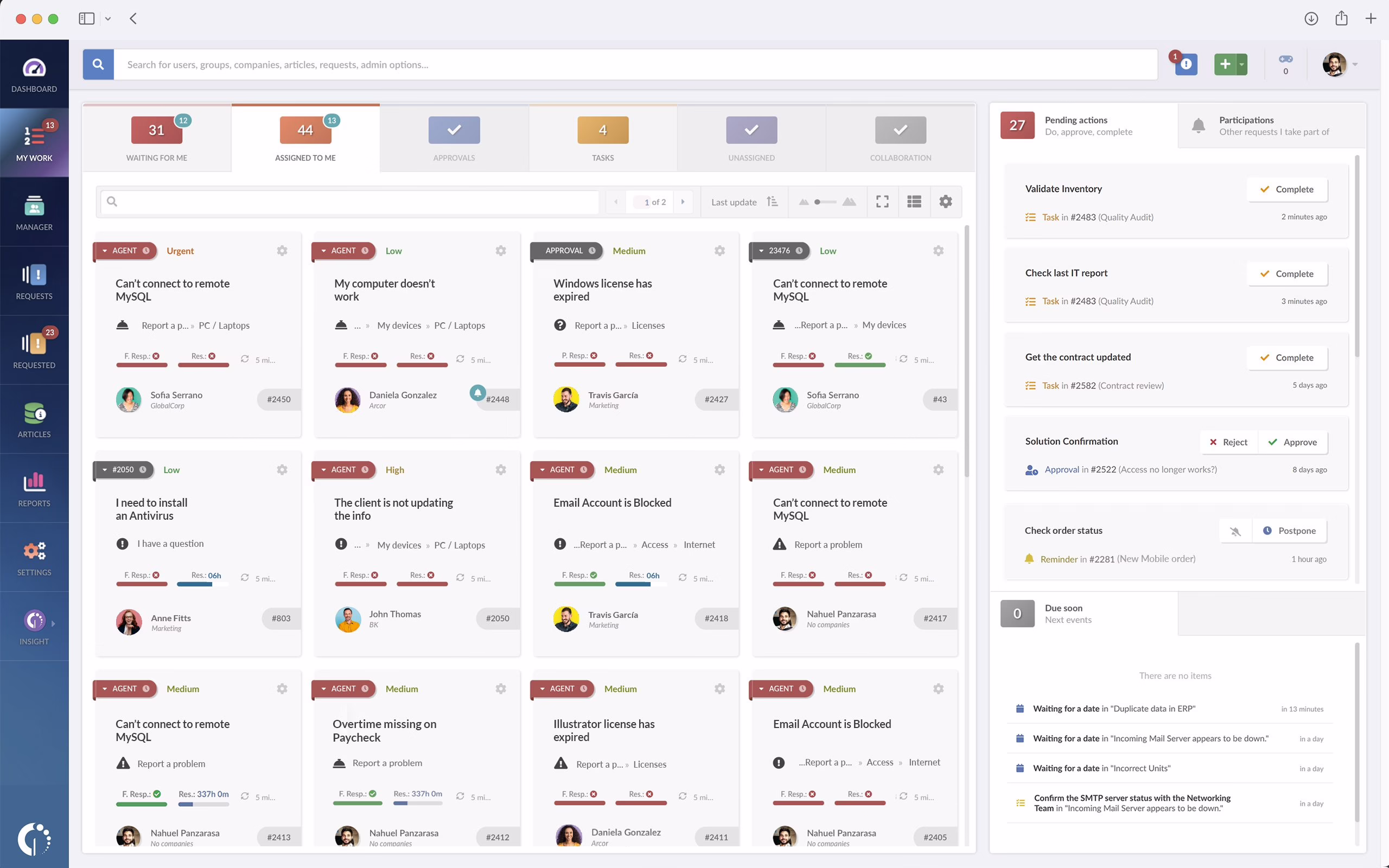 Help desk ticket queue interface for customer support portal