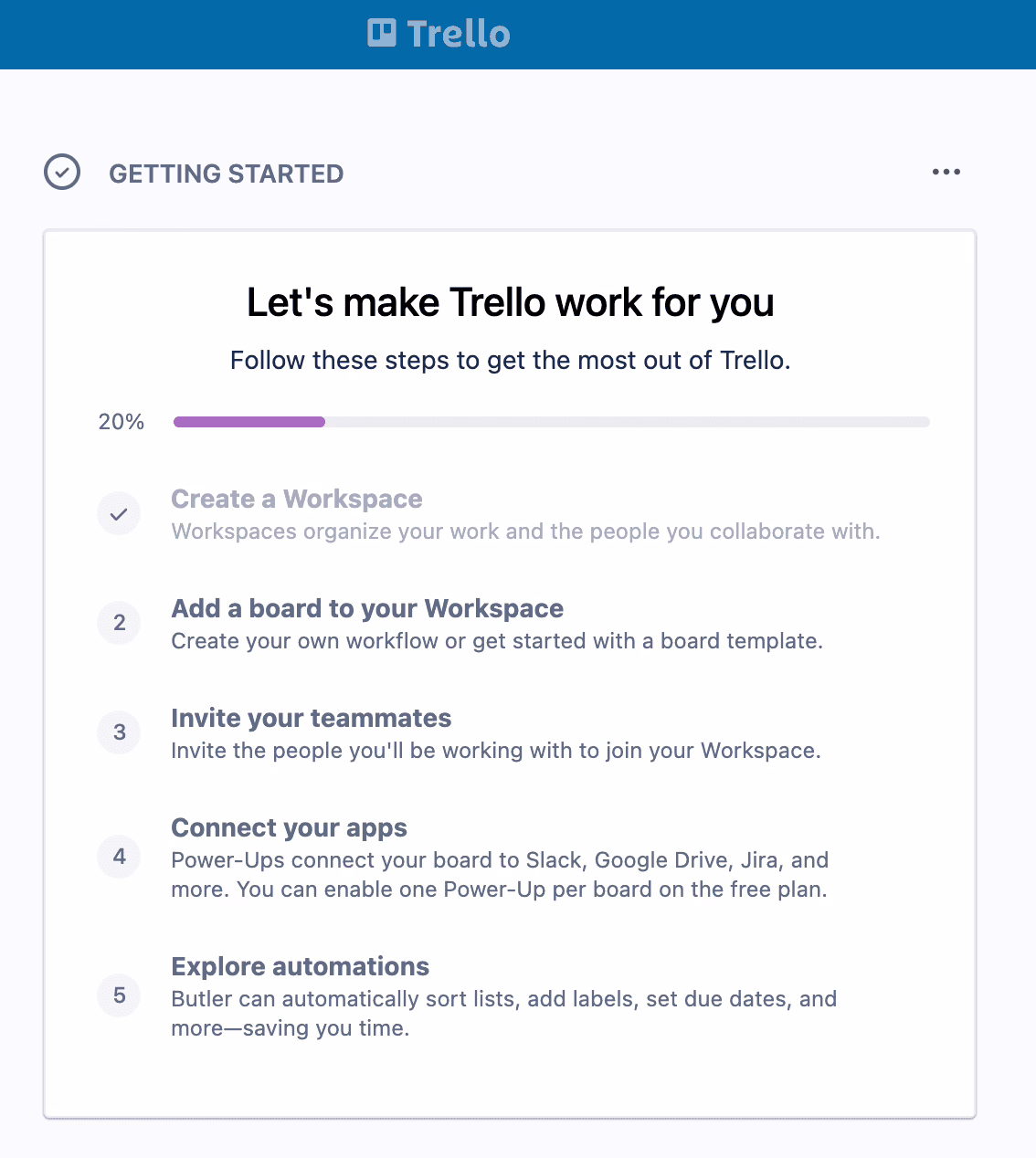 SaaS onboarding checklist inside a dashboard guiding the first user action